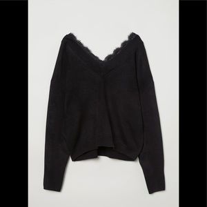 Lace-trimmed sweater